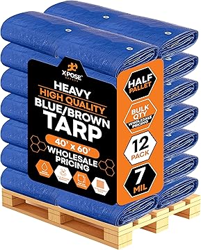 40' x 60' Heavy Duty Poly Tarp - 7 Mil (Bulk Pallet) - Mega Tarps